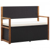 Ławka ze schowkiem, 115 cm, rattan PE i drewno akacjowe, czarna