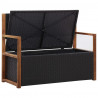 Ławka ze schowkiem, 115 cm, rattan PE i drewno akacjowe, czarna