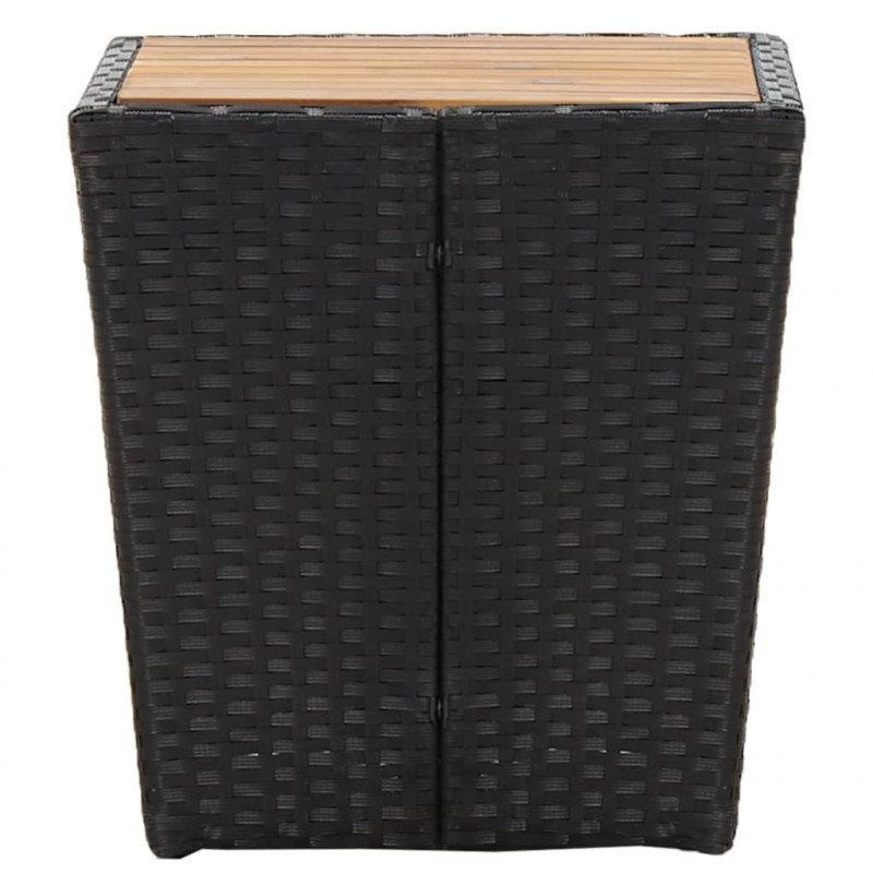 Stolik herbaciany, czarny, 41,5x41,5x43 cm, rattan PE i akacja