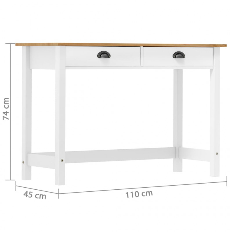Stolik konsolowy Hill, 2 szuflady, 110x45x74 cm, lita sosna
