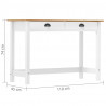 Stolik konsolowy Hill, 2 szuflady, 110x45x74 cm, lita sosna