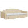 Sofa rozsuwana z szufladami, kremowa, 80x200 cm, tkanina