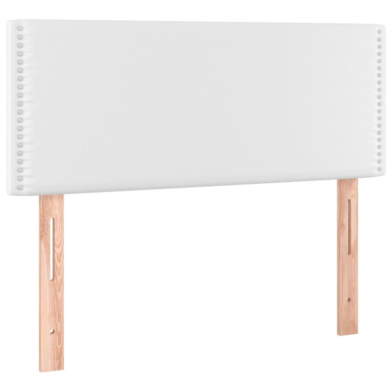 Łóżko kontynentalne z materacem i LED, biała ekoskóra 100x200cm