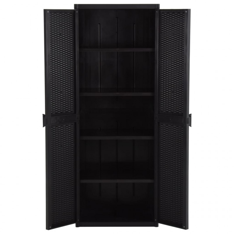 Szafa ogrodowa, czarna, 65x45x172 cm, rattan PP