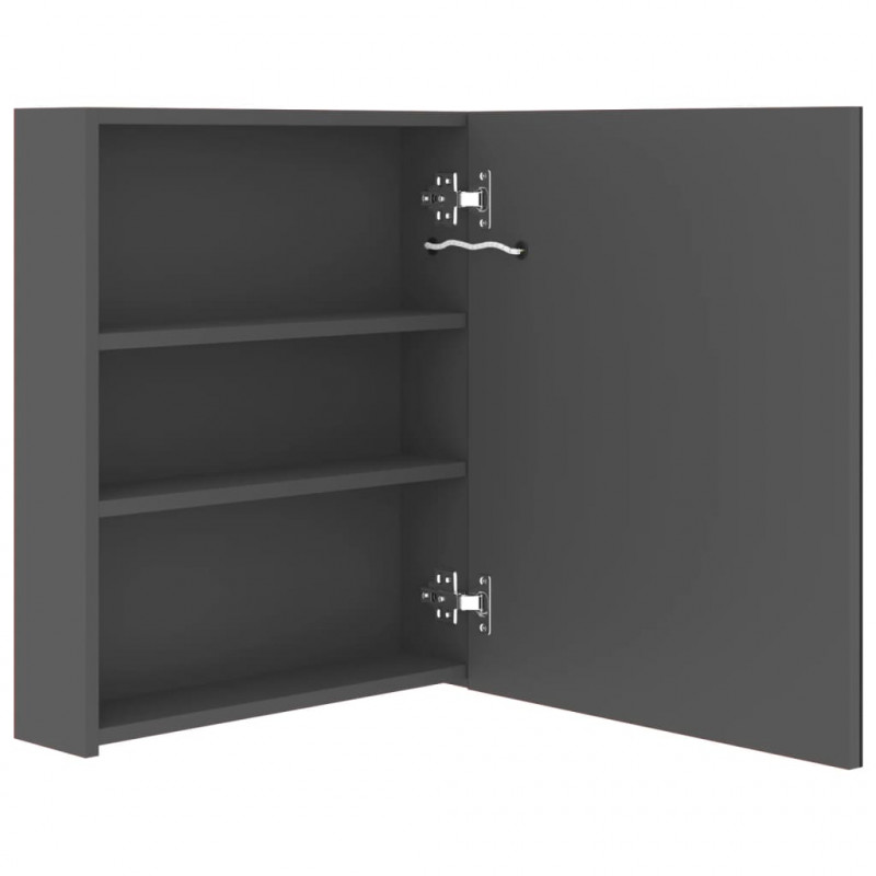 Szafka łazienkowa z lustrem i LED, szara, 50x14x60 cm