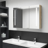 Szafka łazienkowa z lustrem i LED, 89x14x62 cm, biało-dębowa