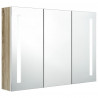 Szafka łazienkowa z lustrem i LED, 89x14x62 cm, biało-dębowa
