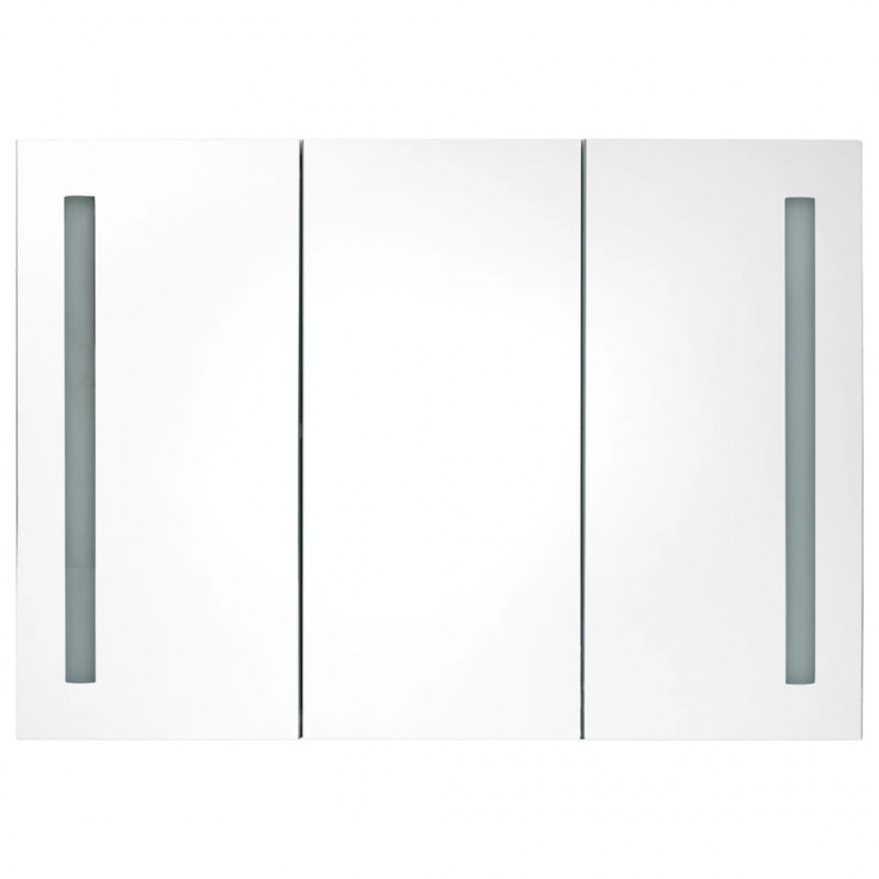 Szafka łazienkowa z lustrem i LED, 89x14x62 cm, biało-dębowa