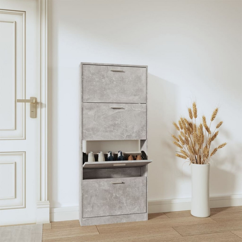 Szafka na buty, szarość betonu, 59x17x150 cm
