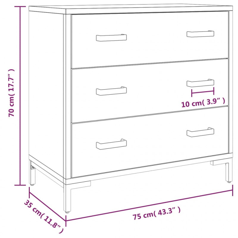 Komoda, 75x35x70 cm, lite drewno sosnowe