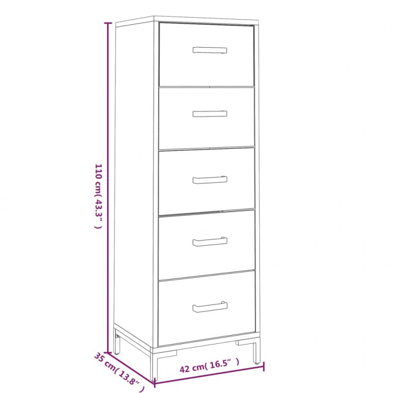 Komoda, 42x35x110 cm, lite drewno sosnowe
