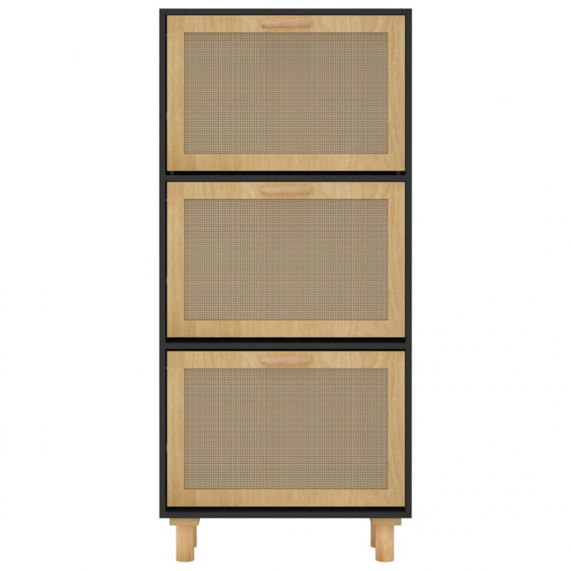 Szafka na buty, czarna, 52x25x115 cm, materiał drewnopochodny