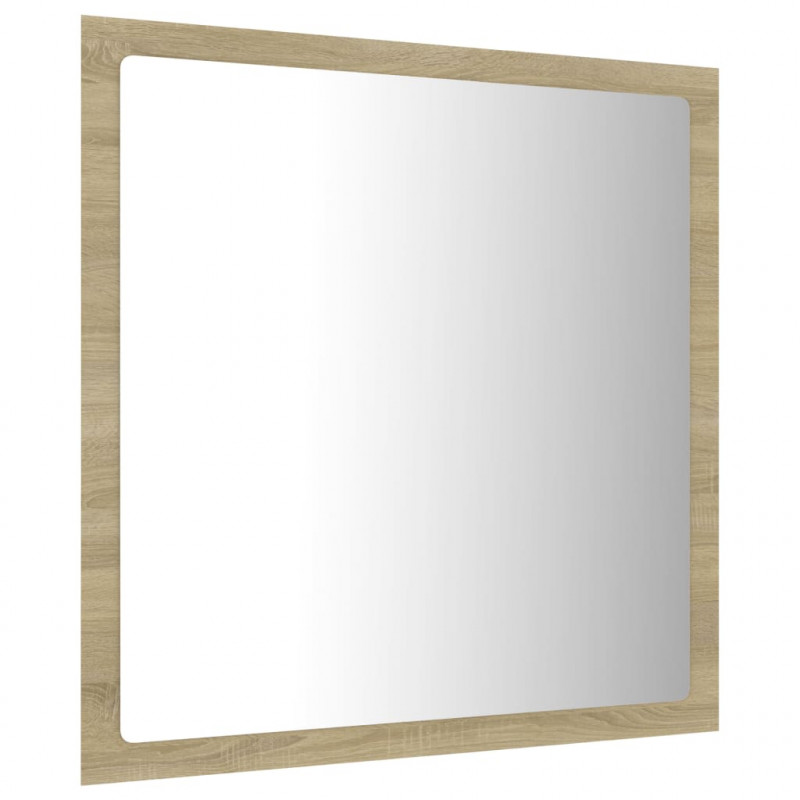 Lustro łazienkowe LED, kolor dąb sonoma, 40x8,5x37 cm, akryl