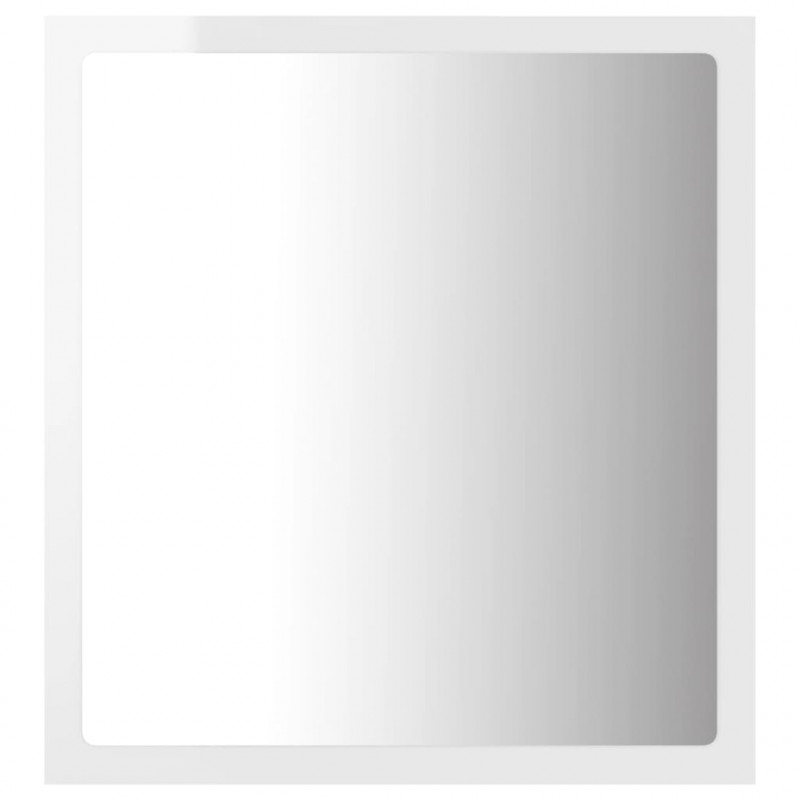 Lustro łazienkowe LED, wysoki połysk, białe, 40x8,5x37cm, akryl