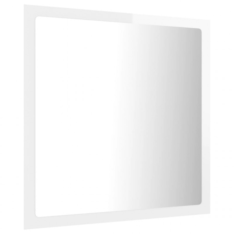 Lustro łazienkowe LED, wysoki połysk, białe, 40x8,5x37cm, akryl