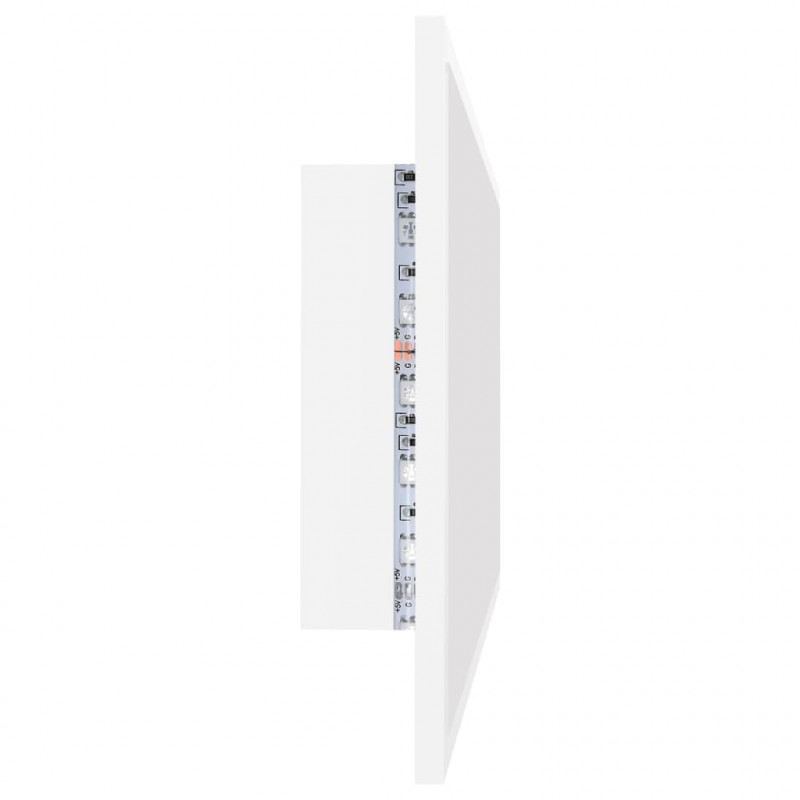 Lustro łazienkowe z LED, białe, 90x8,5x37 cm, akryl