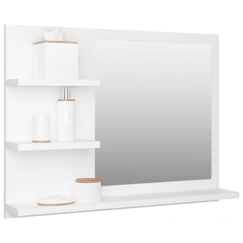 Lustro łazienkowe, białe 60x10,5x45 cm, materiał drewnopochodny