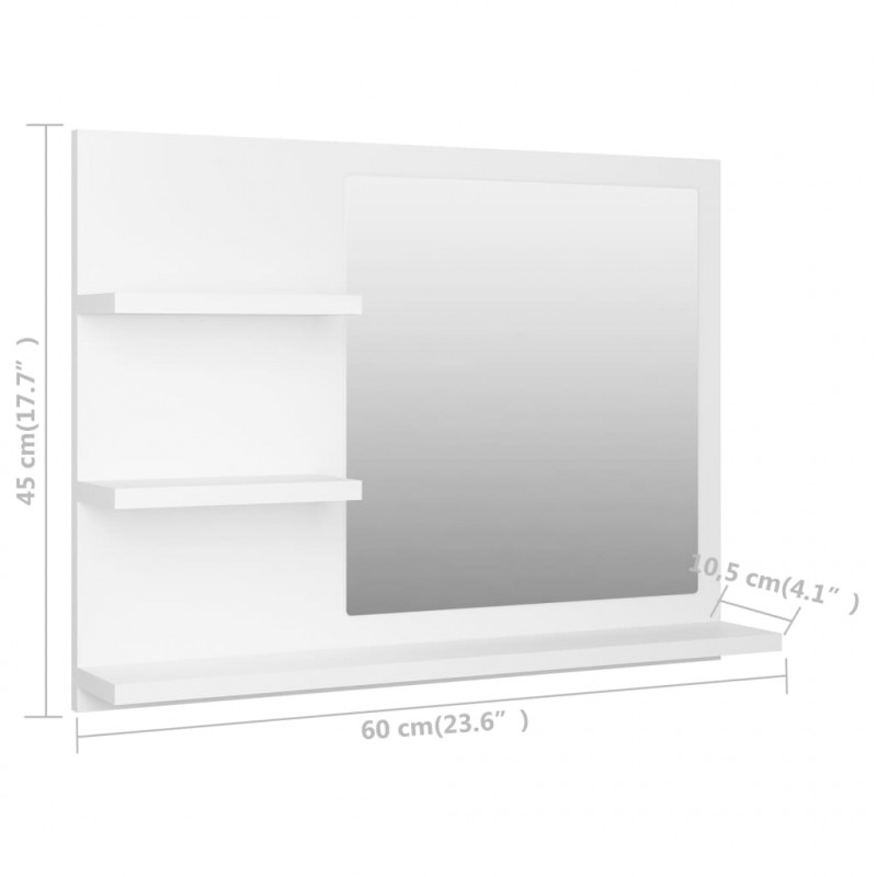 Lustro łazienkowe, białe 60x10,5x45 cm, materiał drewnopochodny