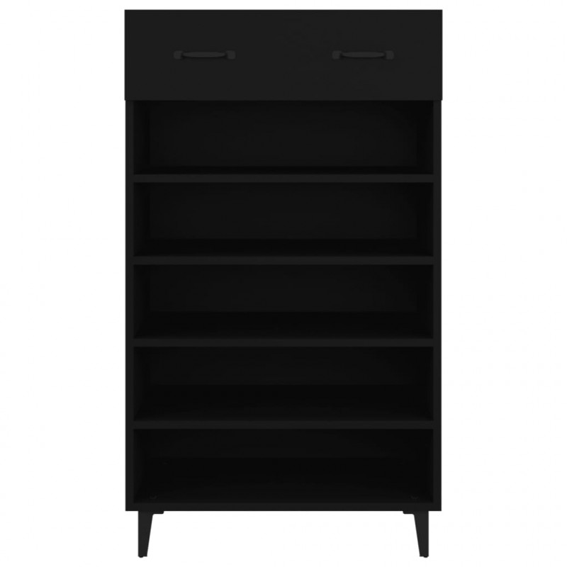 Szafka na buty, czarna, 60x35x105 cm, materiał drewnopochodny