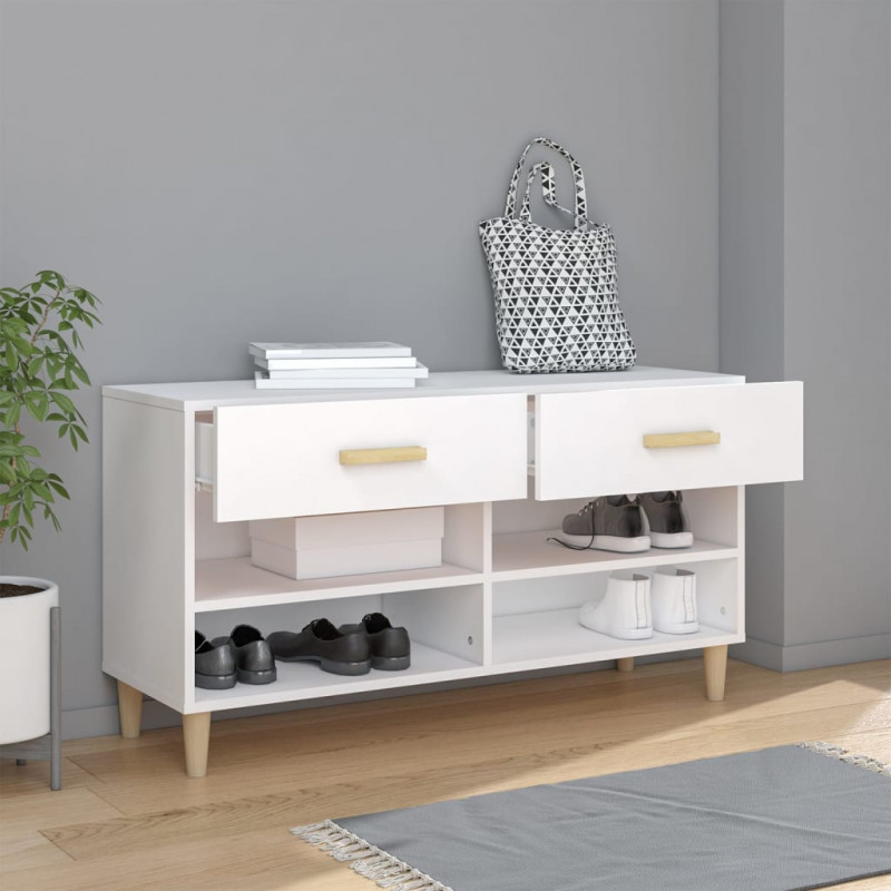 Szafka na buty, biała, 102x35x55 cm, materiał drewnopochodny