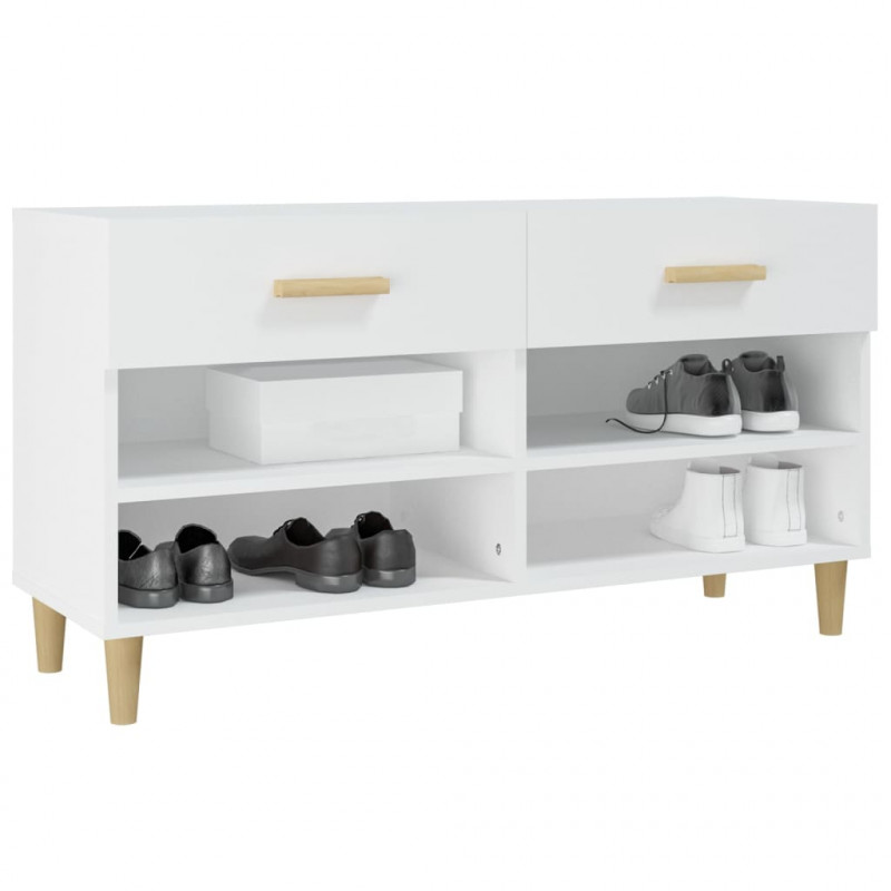 Szafka na buty, biała, 102x35x55 cm, materiał drewnopochodny