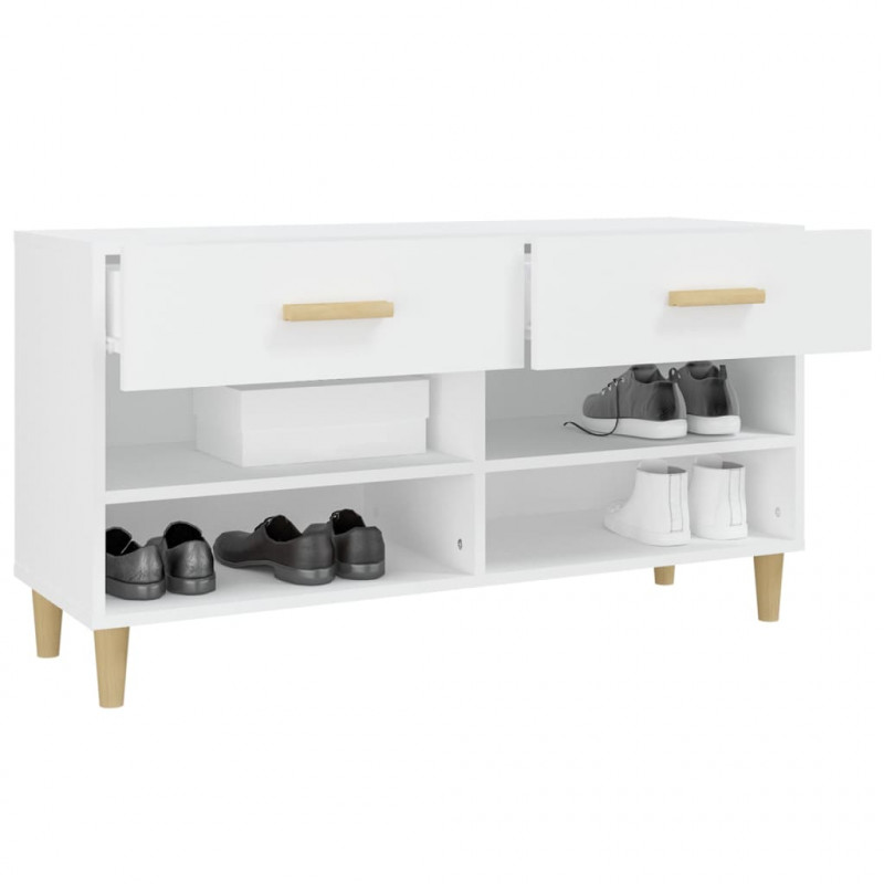Szafka na buty, biała, 102x35x55 cm, materiał drewnopochodny