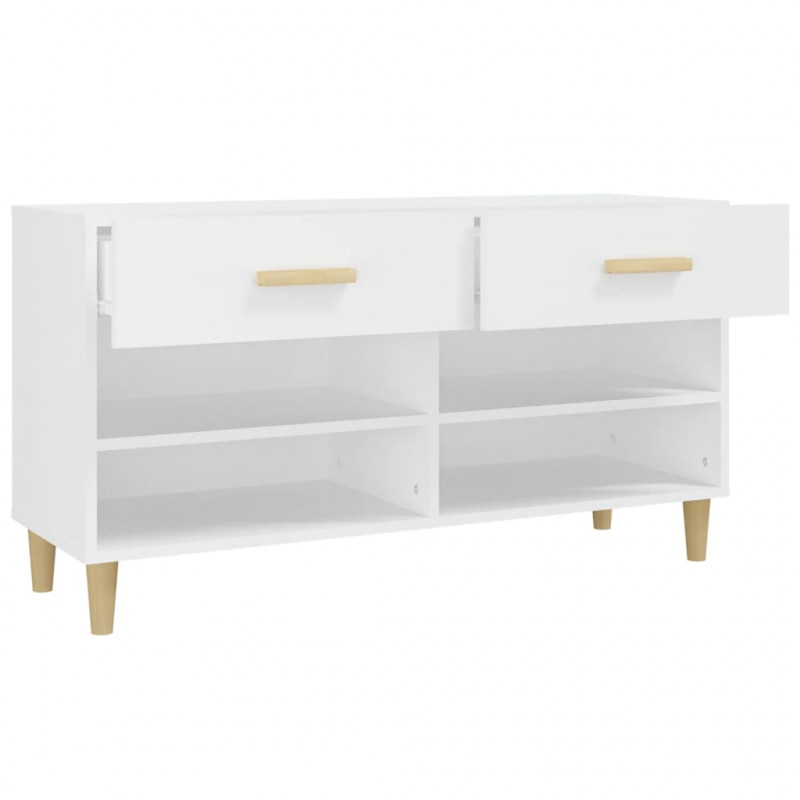Szafka na buty, biała, 102x35x55 cm, materiał drewnopochodny