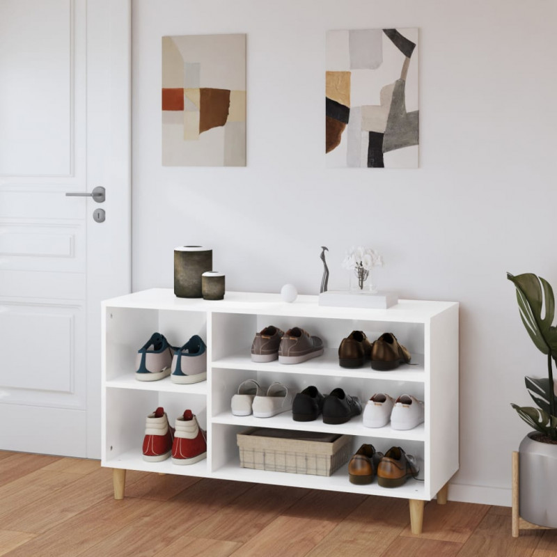 Szafka na buty, wysoki połysk, biała, 102x36x60 cm