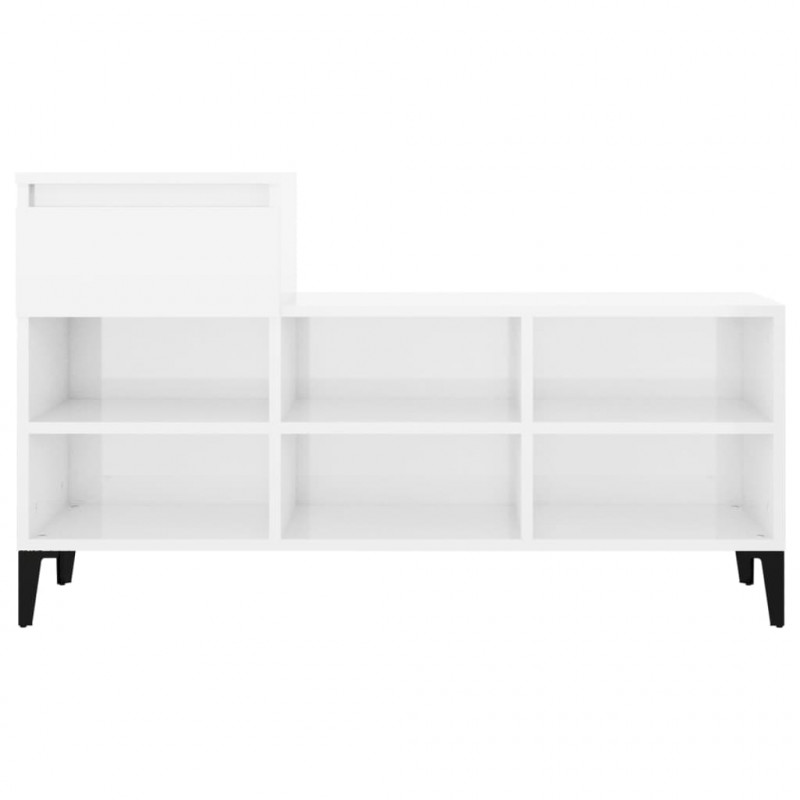 Szafka na buty, wysoki połysk, biała, 102x36x60 cm