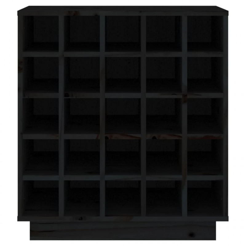 Szafka na wino, czarna, 55,5x34x61 cm, lite drewno sosnowe