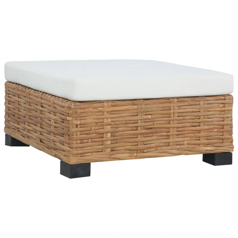 Podnóżek z poduszką, naturalny rattan