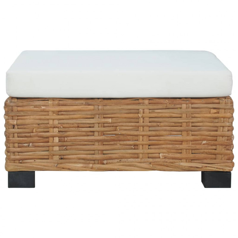 Podnóżek z poduszką, naturalny rattan