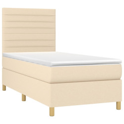 Łóżko kontynentalne z materacem, kremowe, 90x190 cm, tkanina