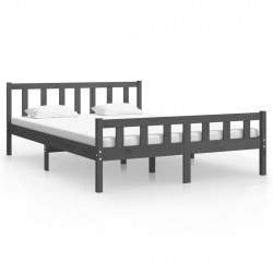 Rama łóżka, szara, lite drewno, 150x200 cm