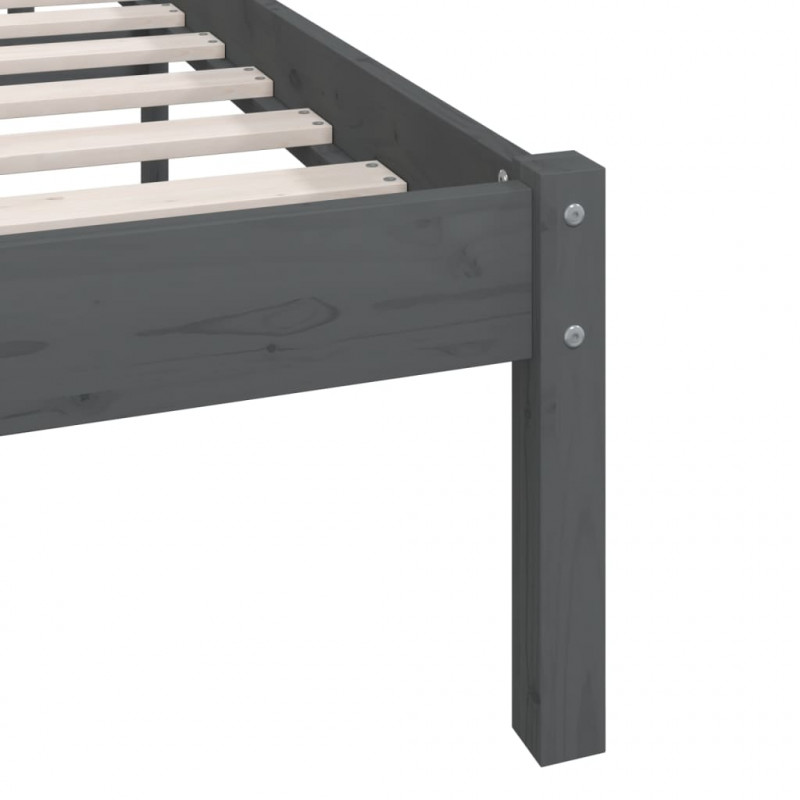 Rama łóżka, szara, lite drewno sosnowe, 150x200 cm