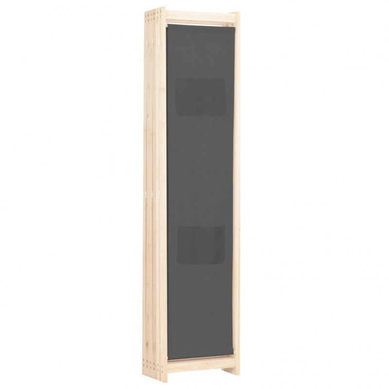 Parawan 6-panelowy, szary, 240 x 170 x 4 cm, tkanina