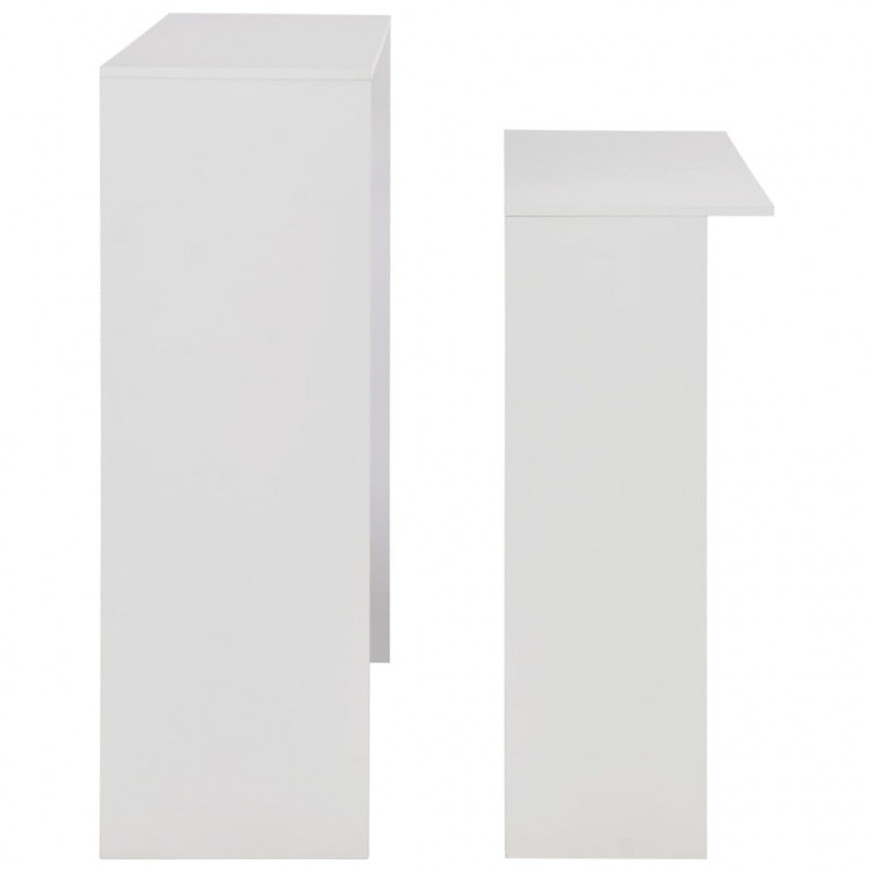 Stół barowy z 2 blatami, biały, 130 x 40 x 120 cm