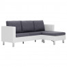 3-osobowa sofa z poduszkami, biała, sztuczna skóra