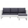 3-osobowa sofa z poduszkami, biała, sztuczna skóra