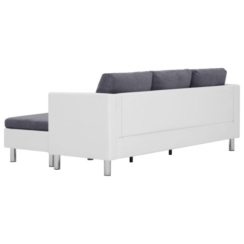 3-osobowa sofa z poduszkami, biała, sztuczna skóra