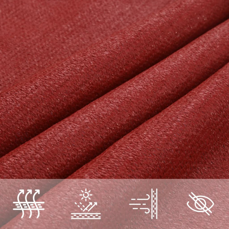 Żagiel przeciwsłoneczny, 160 g/m², czerwony, 3x5 m, HDPE