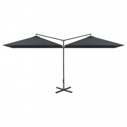 Podwójny parasol ogrodowy, stalowy słupek, antracyt, 600x300 cm