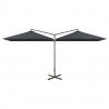 Podwójny parasol ogrodowy, stalowy słupek, antracyt, 600x300 cm