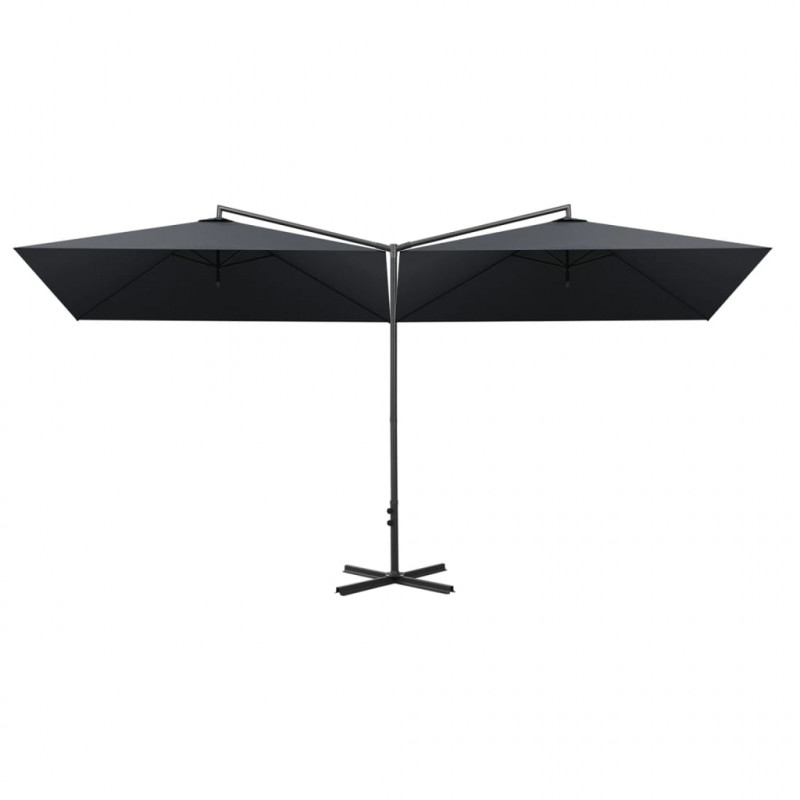 Podwójny parasol ogrodowy, stalowy słupek, antracyt, 600x300 cm