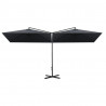Podwójny parasol ogrodowy, stalowy słupek, antracyt, 600x300 cm
