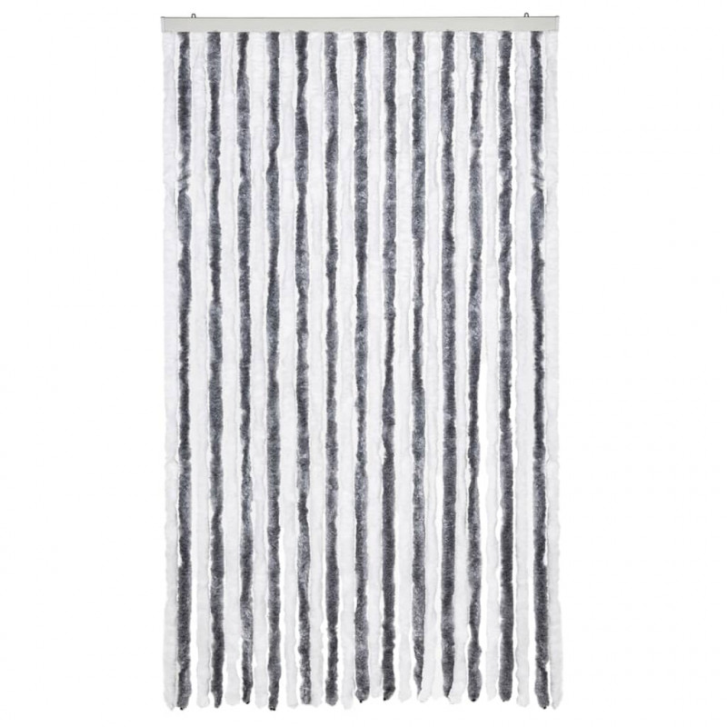 Zasłona przeciwko owadom, szaro-biała, 118x220 cm, szenil