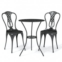 3-cz. zestaw mebli bistro ze stopu aluminium, czarny