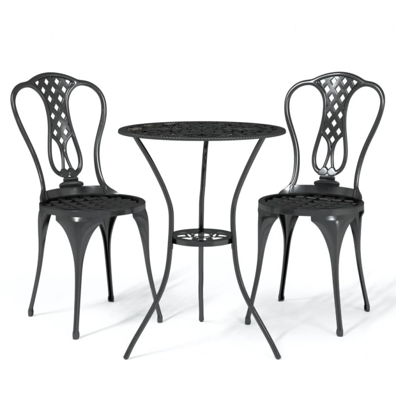 3-cz. zestaw mebli bistro ze stopu aluminium, czarny