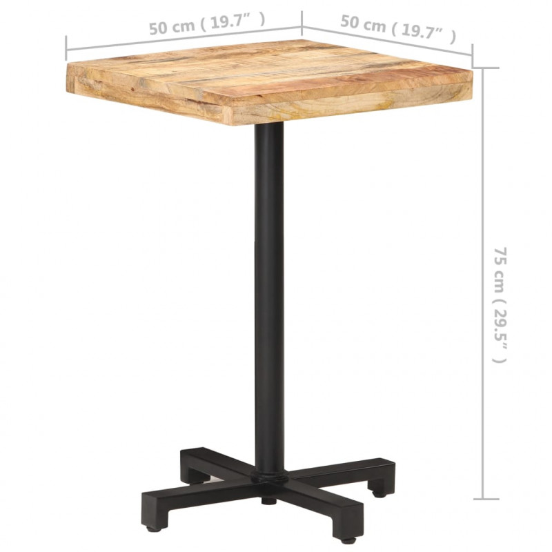 Stolik bistro, kwadratowy, 50x50x75 cm, surowe drewno mango