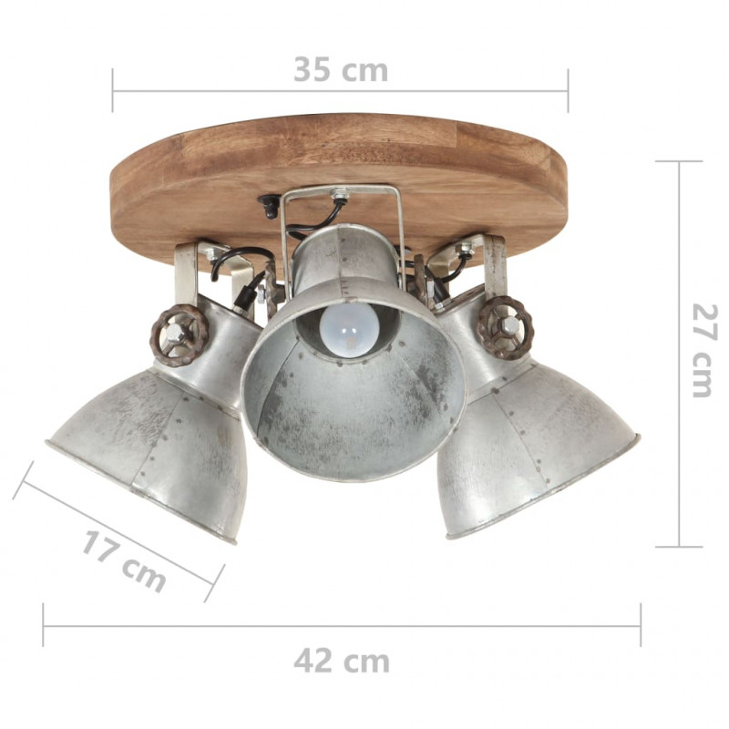 Industrialna lampa wisząca, 25 W, srebrna, 42x27 cm, E27